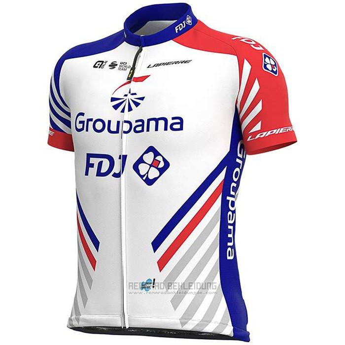 2020 Fahrradbekleidung Groupama-FDJ Rot Blau Trikot Kurzarm und Tragerhose - zum Schließen ins Bild klicken